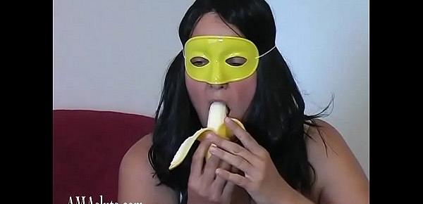  Chubby girl in mask riding a cock